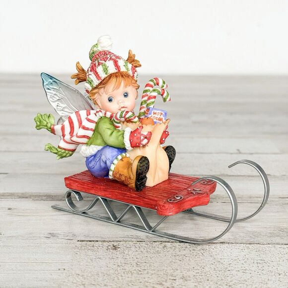 My Little Kitchen Fairies Christmas HOLIDAY SHOPPER FAIRIE 4010983 Sled Figurine - Picture 2 of 15